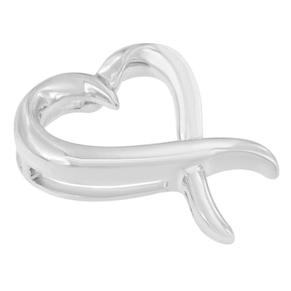 .925 Sterling Silver Open Heart-Shaped Awareness Ribbon Pendant Necklace by Bids.com