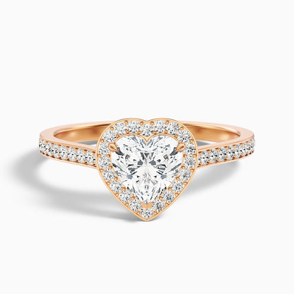 Kira 5 Carat Heart Shaped Halo Pave Moissanite Engagement Ring in 925 Sterling Silver