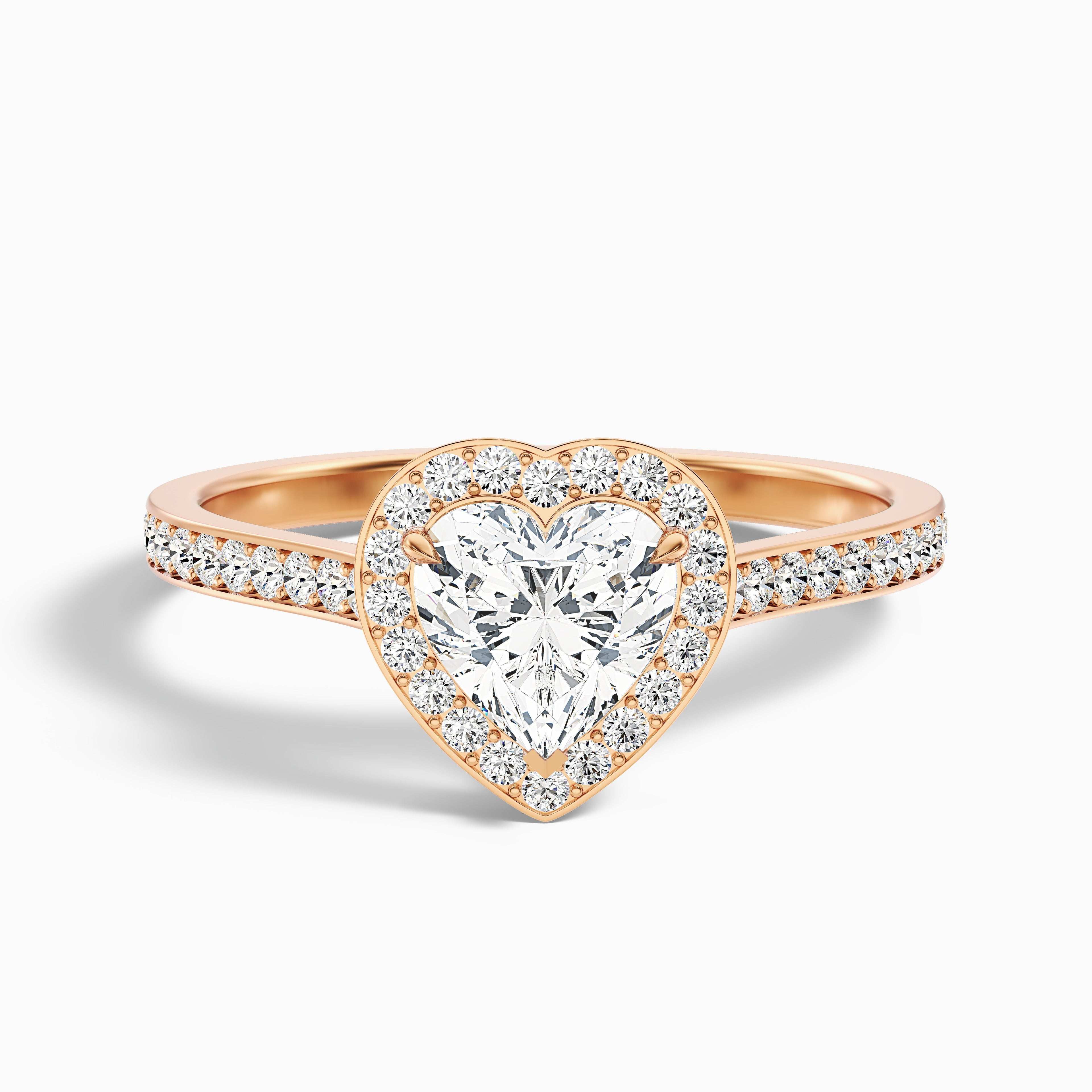 Arla 9 Carat Heart Shaped Halo Pave Moissanite Engagement Ring in 10k Rose Gold  DestGlow