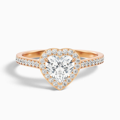 Arla 9 Carat Heart Shaped Halo Pave Moissanite Engagement Ring in 10k Rose Gold  DestGlow