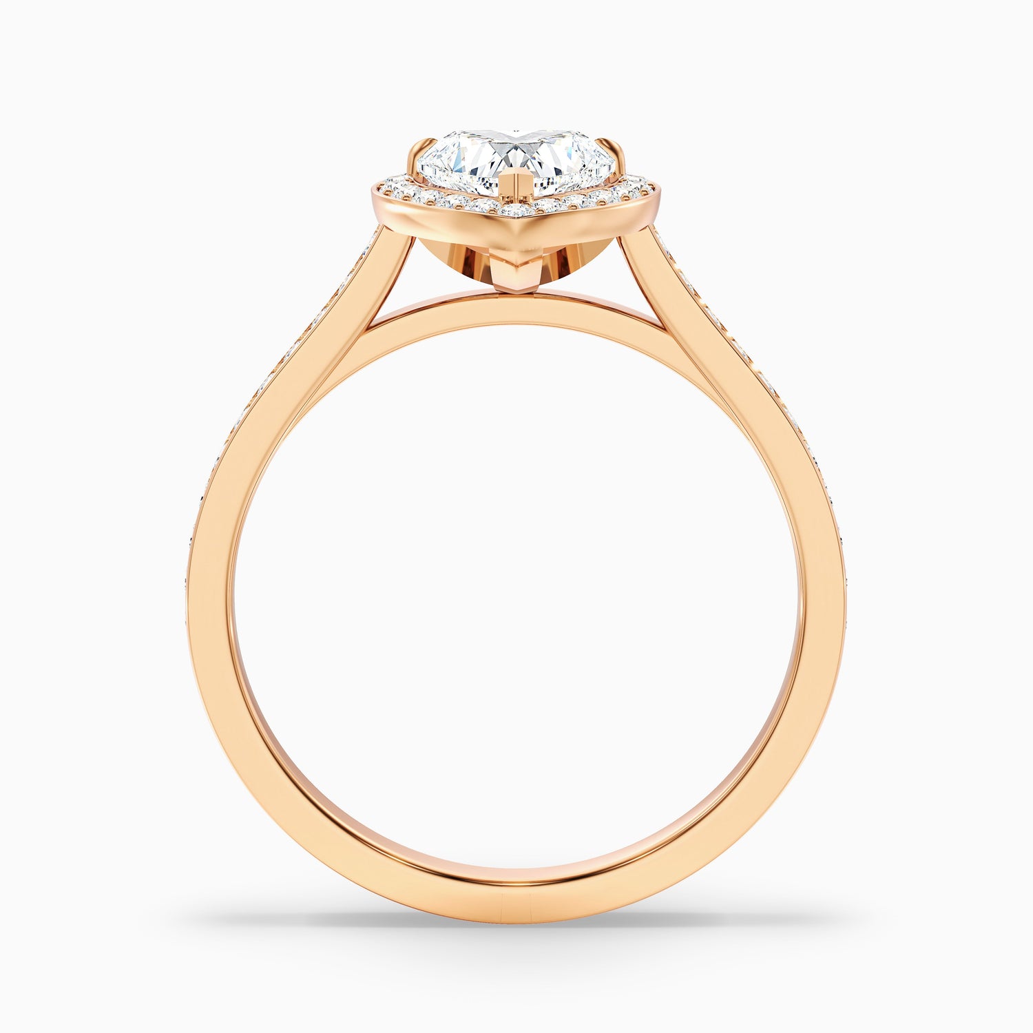 Arla 9 Carat Heart Shaped Halo Pave Moissanite Engagement Ring in 14k Rose Gold