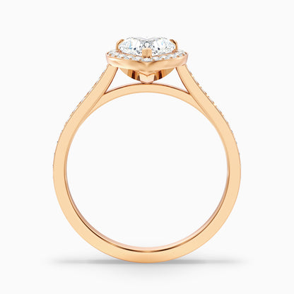 Arla 6 Carat Heart Shaped Halo Pave Moissanite Engagement Ring in 14k Rose Gold
