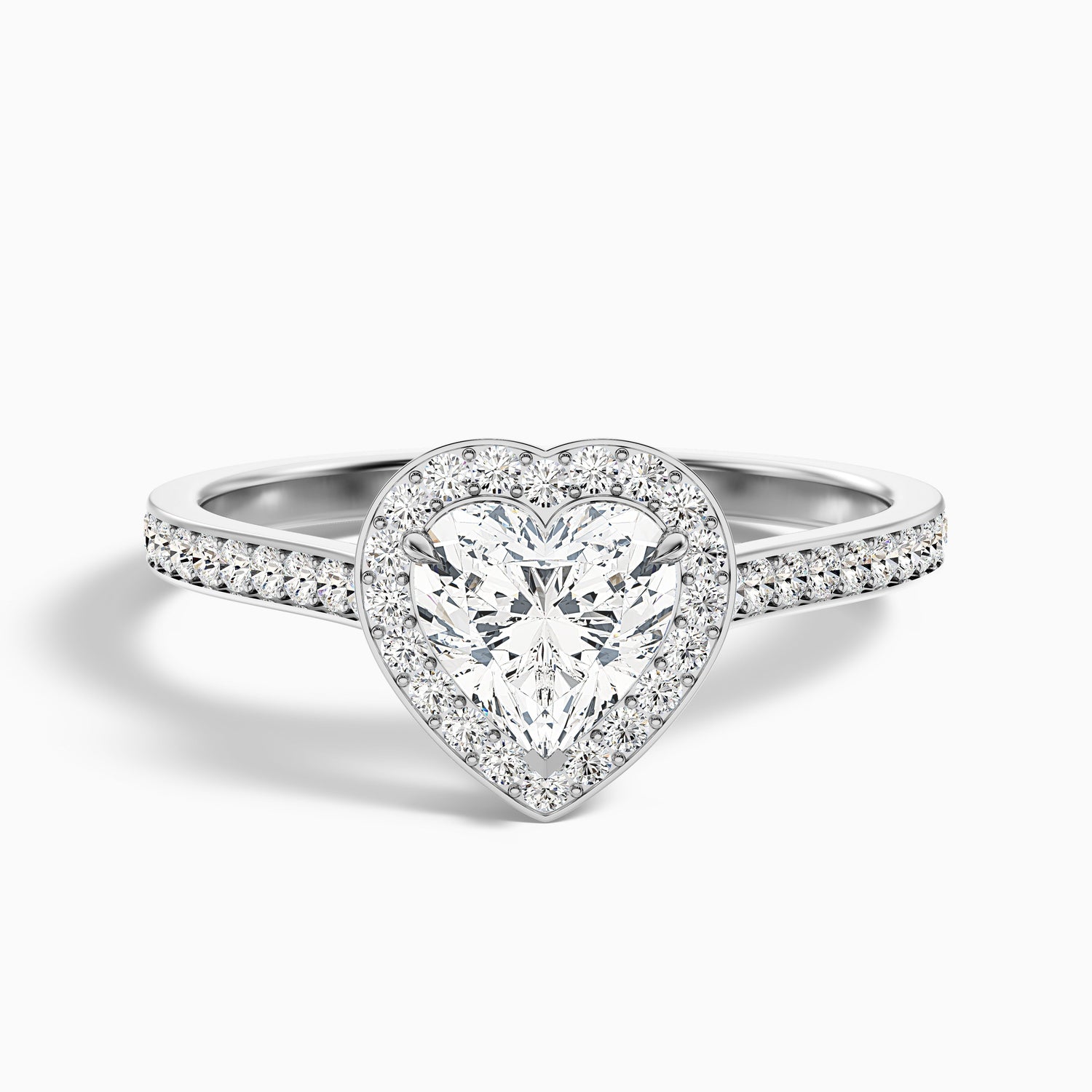 Macy 5 Carat Heart Shaped Halo Pave Lab Grown Diamond Ring in 14k Yellow Gold