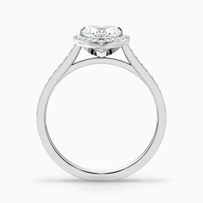 Kira 1.5 Carat Heart Shaped Halo Pave Moissanite Engagement Ring in 925 Sterling Silver