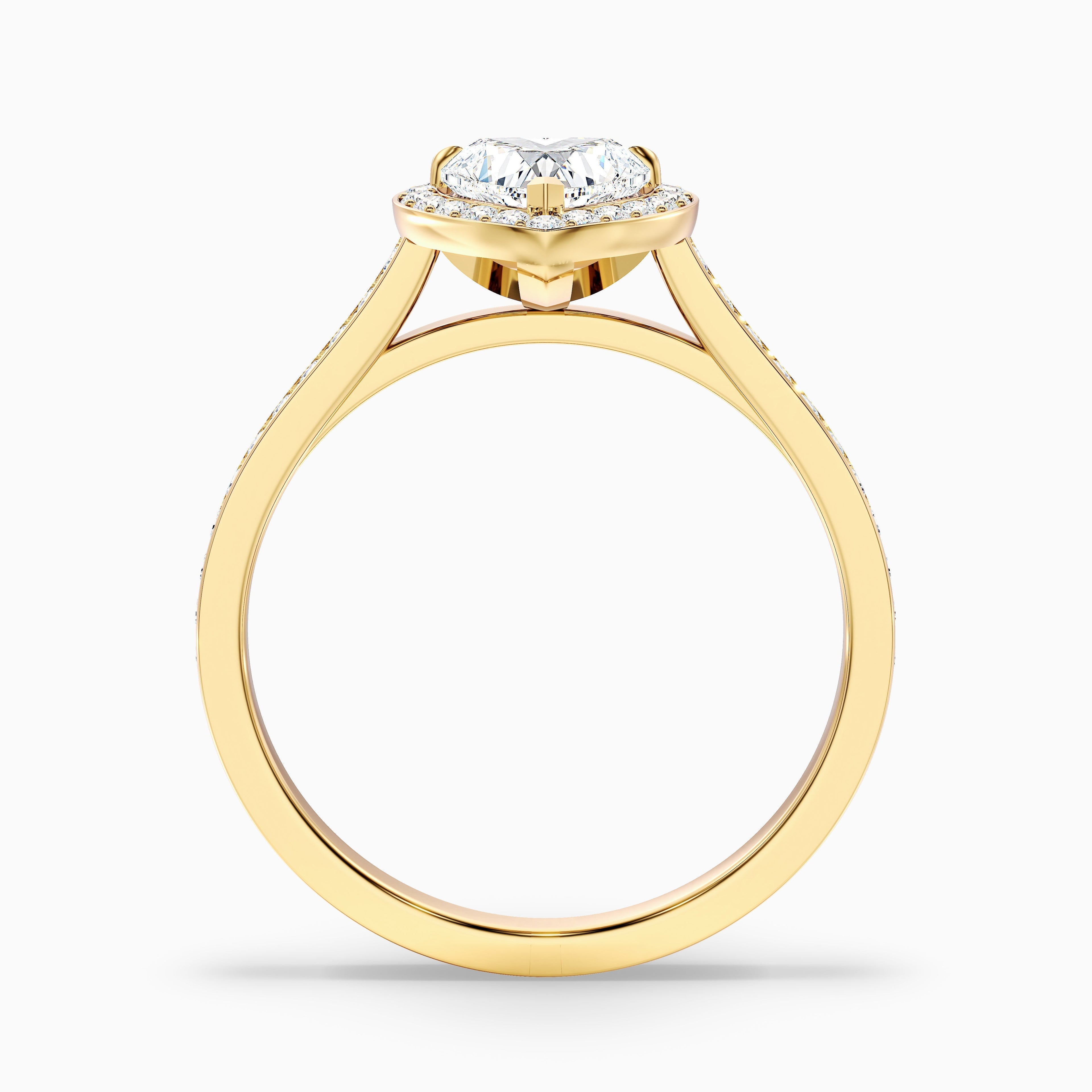 Macy 2.5 Carat Heart Shaped Halo Pave Lab Grown Diamond Ring in 14k Rose Gold