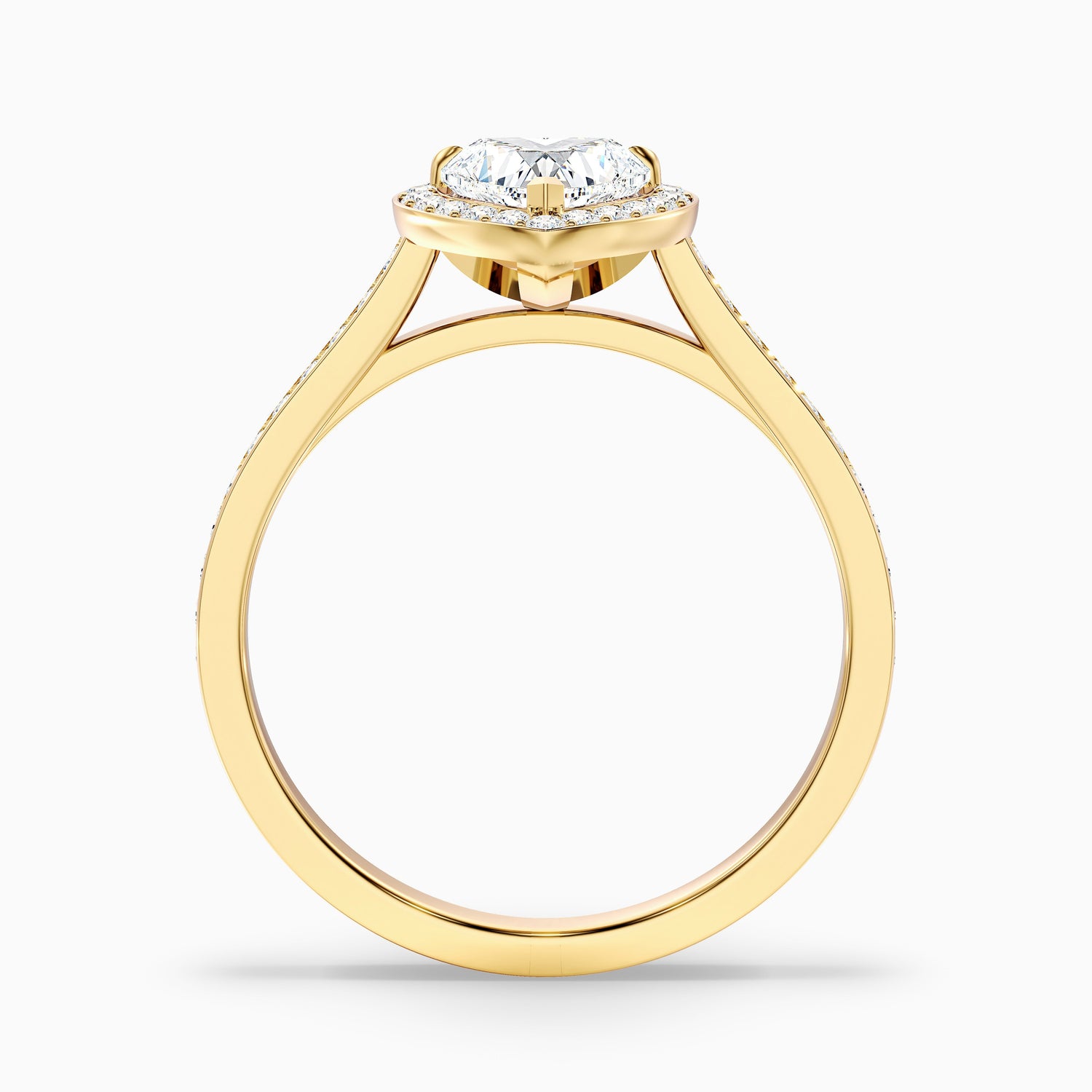 Arla 9 Carat Heart Shaped Halo Pave Moissanite Engagement Ring in 14k Yellow Gold  DestGlow