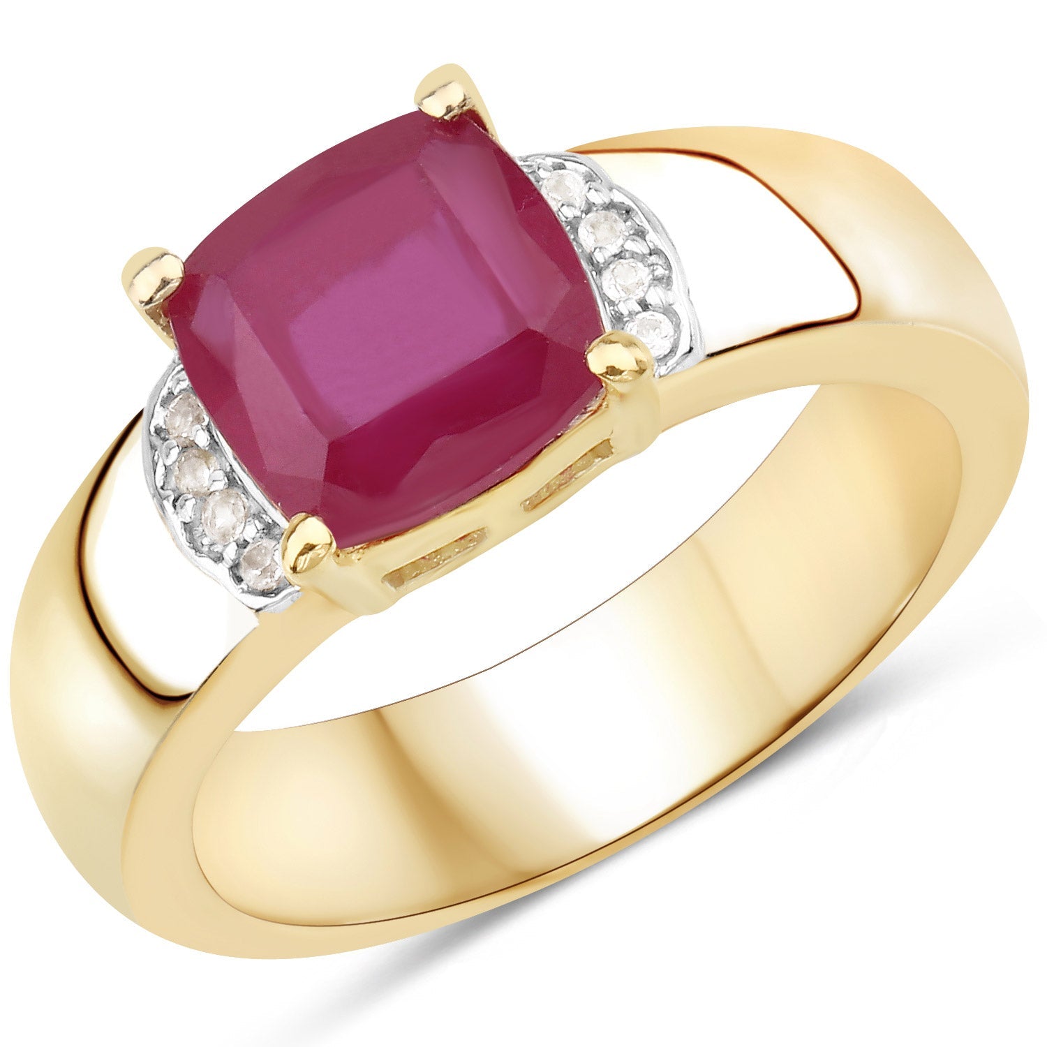 3.44 Carat Glass Filled Ruby and White Topaz .925 Sterling Silver Ring by Bids.com