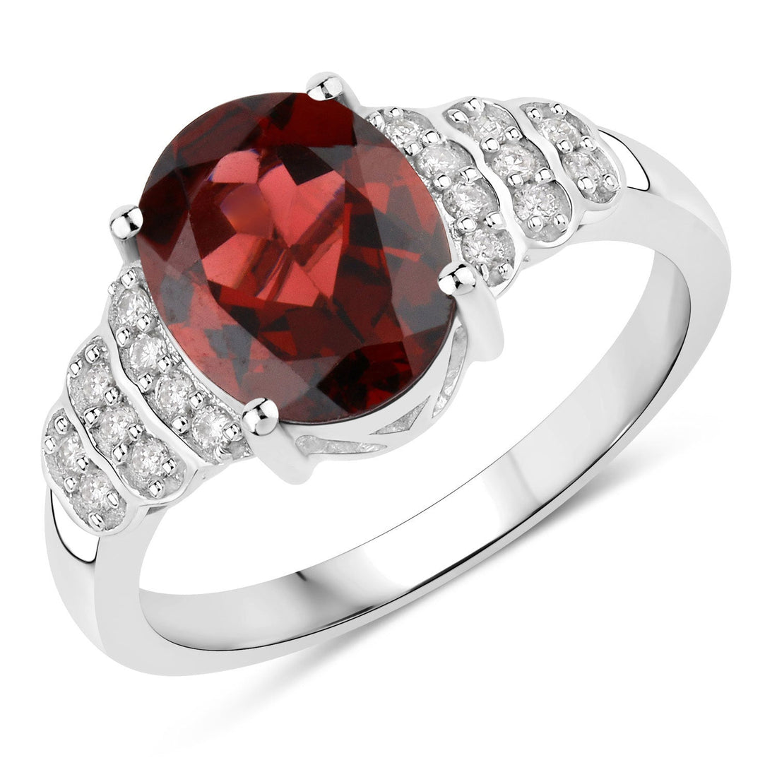 2.87 Carat Genuine Rhodolite and White Diamond 14K White Gold Ring by Bids.com