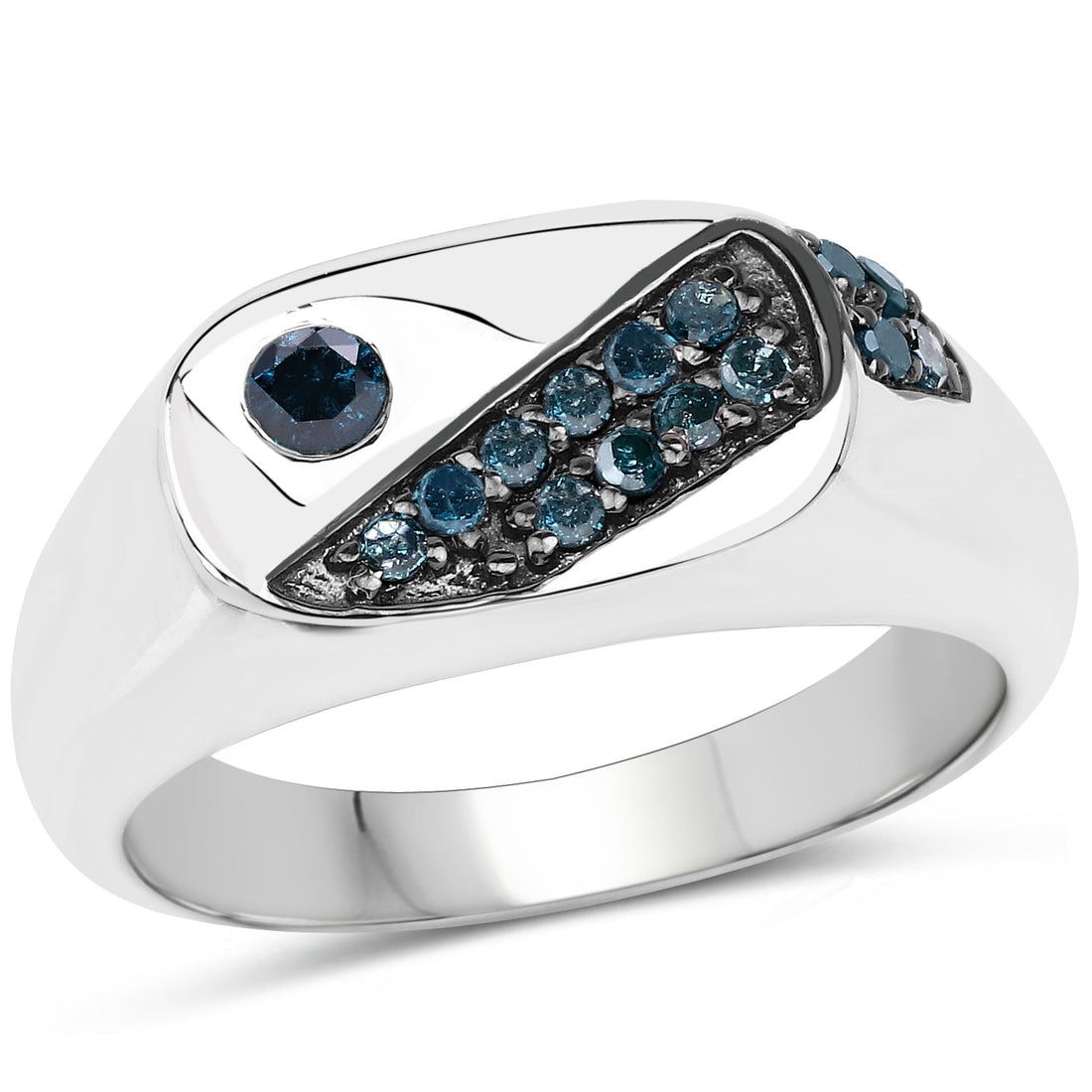 0.31 Carat Genuine Blue Diamond .925 Sterling Silver Ring by Bids.com