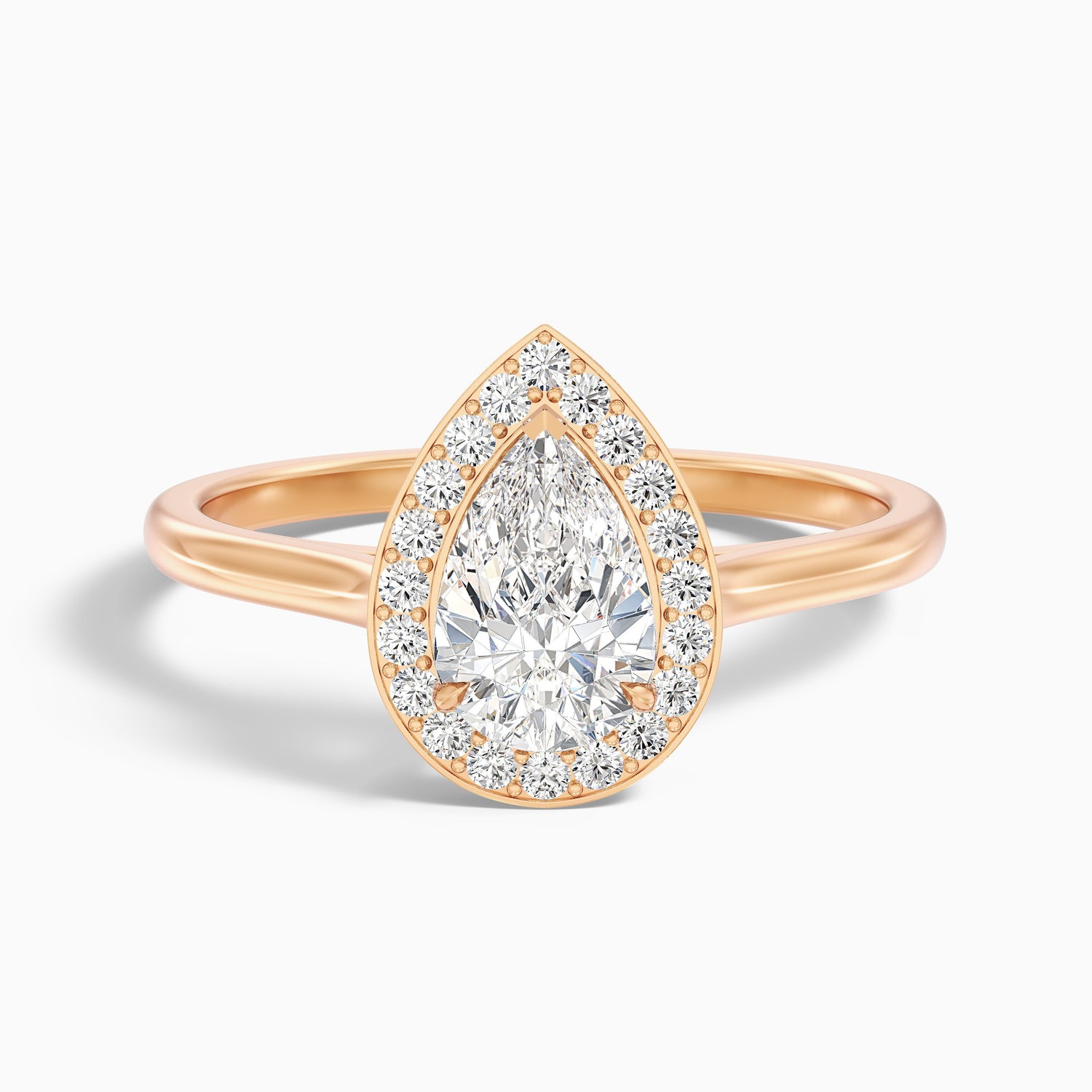 Nina 3 Carat Pear Halo Lab Grown Diamond Ring in 18k White Gold