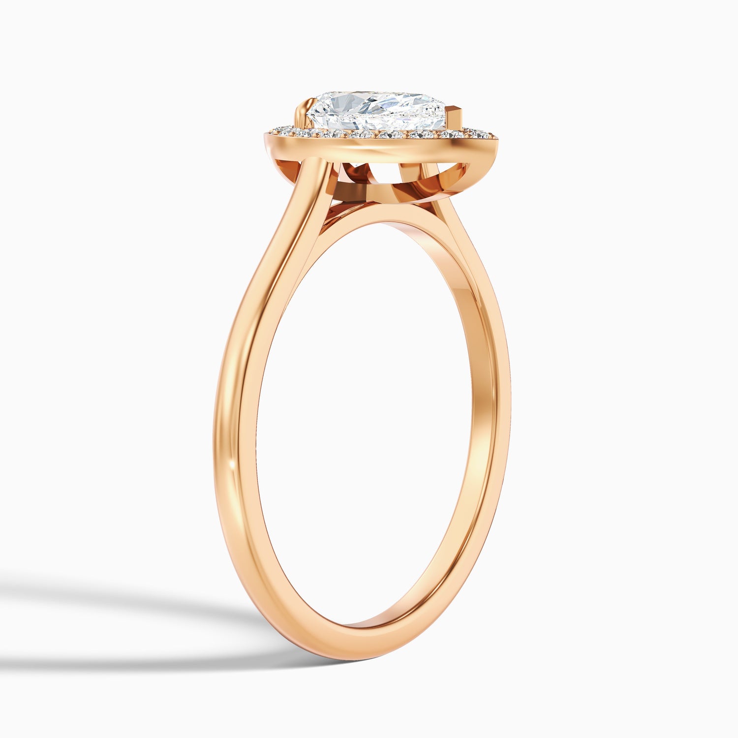 Siya 1.5 Carat Pear Halo Moissanite Engagement Ring in 14k Rose Gold  DestGlow