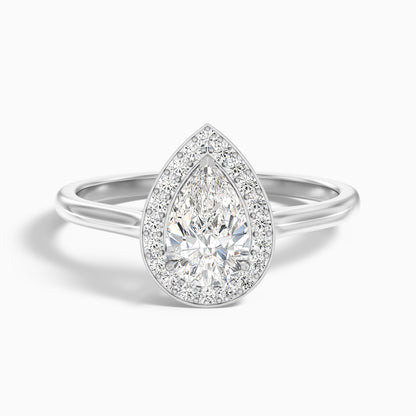 Siya 2 Carat Pear Halo Moissanite Engagement Ring in Platinum