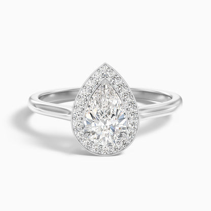 Siya 3.5 Carat Pear Halo Moissanite Engagement Ring in 18k Yellow Gold