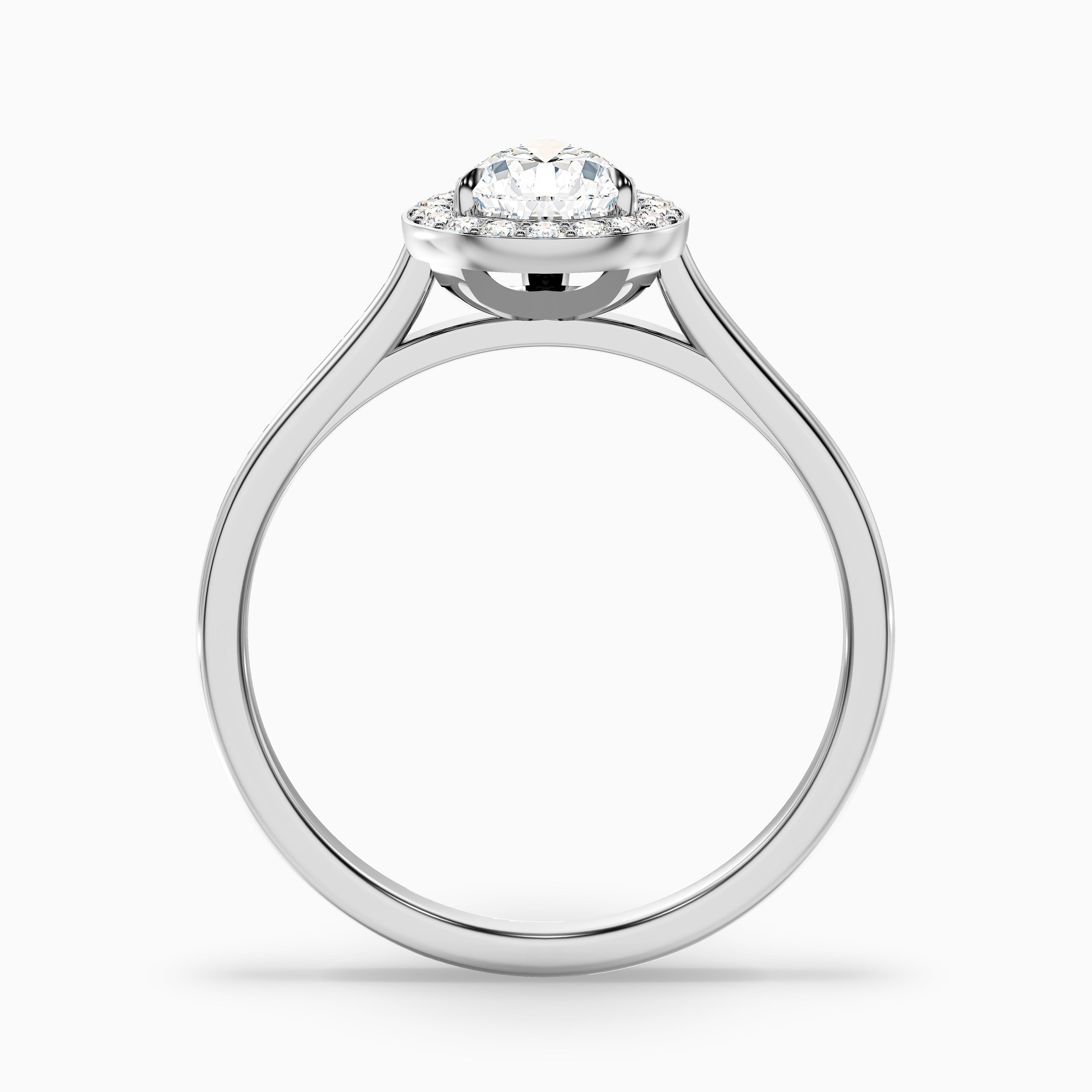 Siya 3 Carat Pear Halo Moissanite Engagement Ring in 14k White Gold