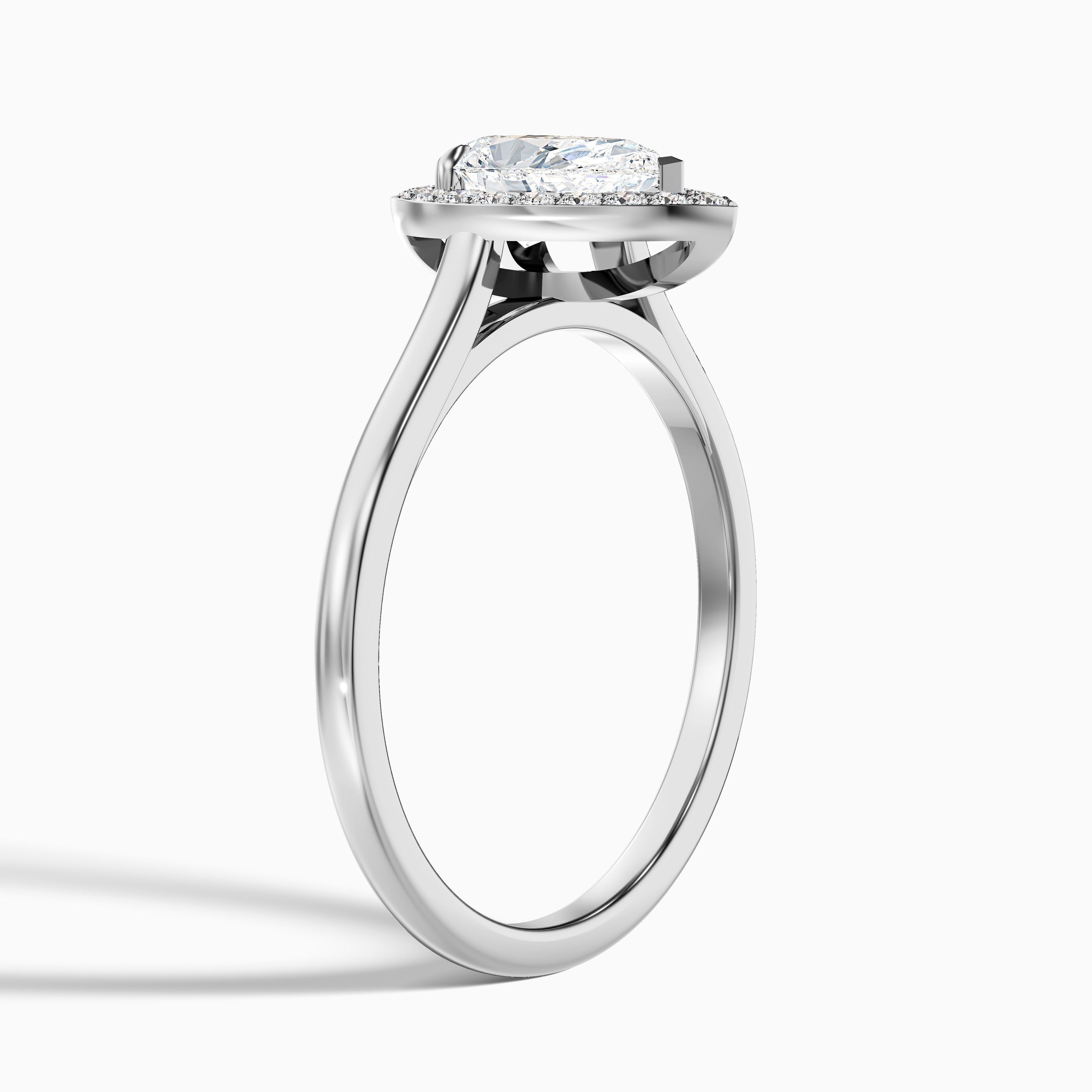 Siya 3.5 Carat Pear Halo Moissanite Engagement Ring in 18k Rose Gold