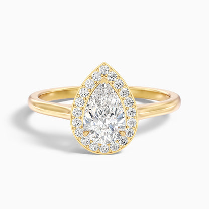 Nina 2 Carat Pear Halo Lab Grown Diamond Ring in 18k White Gold
