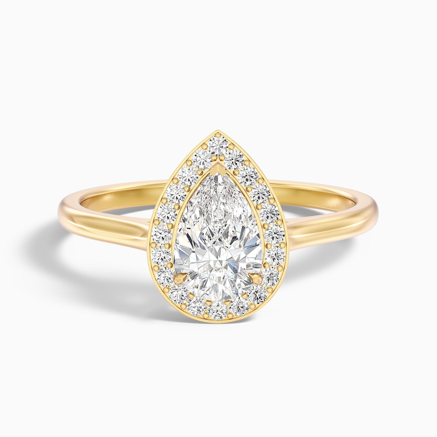 Siya 4 Carat Pear Halo Moissanite Engagement Ring in 14k White Gold