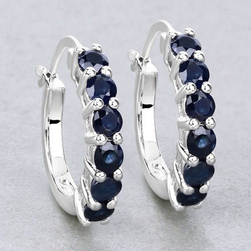 1.32 Carat Genuine Blue Sapphire .925 Sterling Silver Earrings  DestGlow