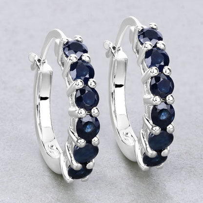 1.32 Carat Genuine Blue Sapphire .925 Sterling Silver Earrings  DestGlow