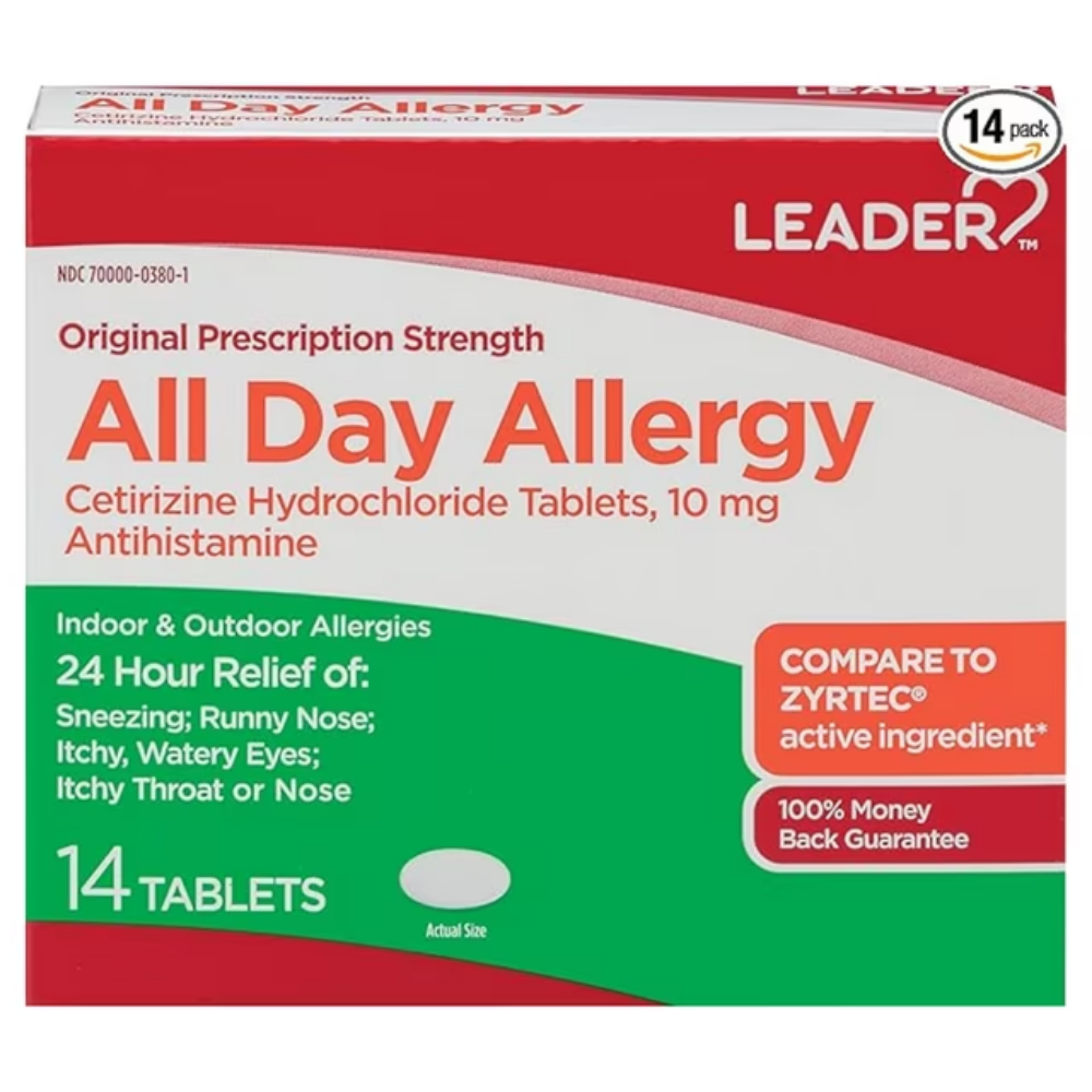 Leader All Day Allergy Cetirizine 24 Hour Relief (10mg 14 ct) by Farmacias Savia