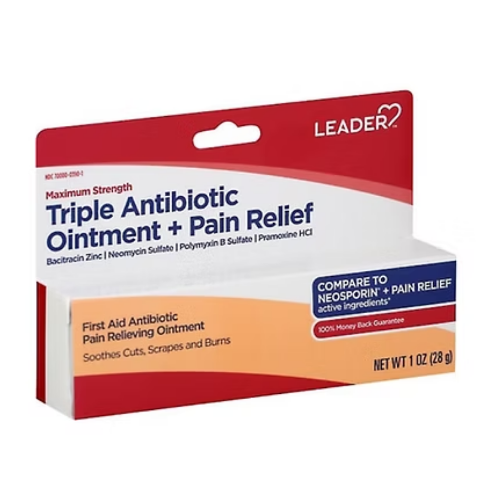 Leader Triple Antibiotic Ointment + Pain Relief Maximum Strength (1oz) by Farmacias Savia