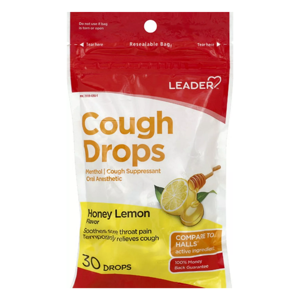 Leader Gluten Free Menthol Cough Drops Honey Lemon (30 ct) by Farmacias Savia
