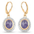 14K Yellow Gold Plated 7.42 Carat Genuine Tanzanite and White Topaz .925 Sterling Silver Earrings by Bids.com