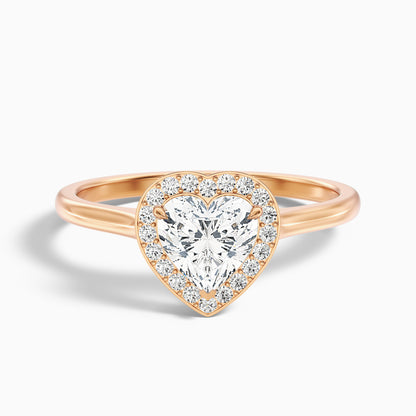Ruby 3.5 Carat Heart Halo Lab Grown Diamond Ring in 10k Rose Gold