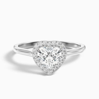 Ruby 2 Carat Heart Halo Lab Grown Diamond Ring in 925 Sterling Silver