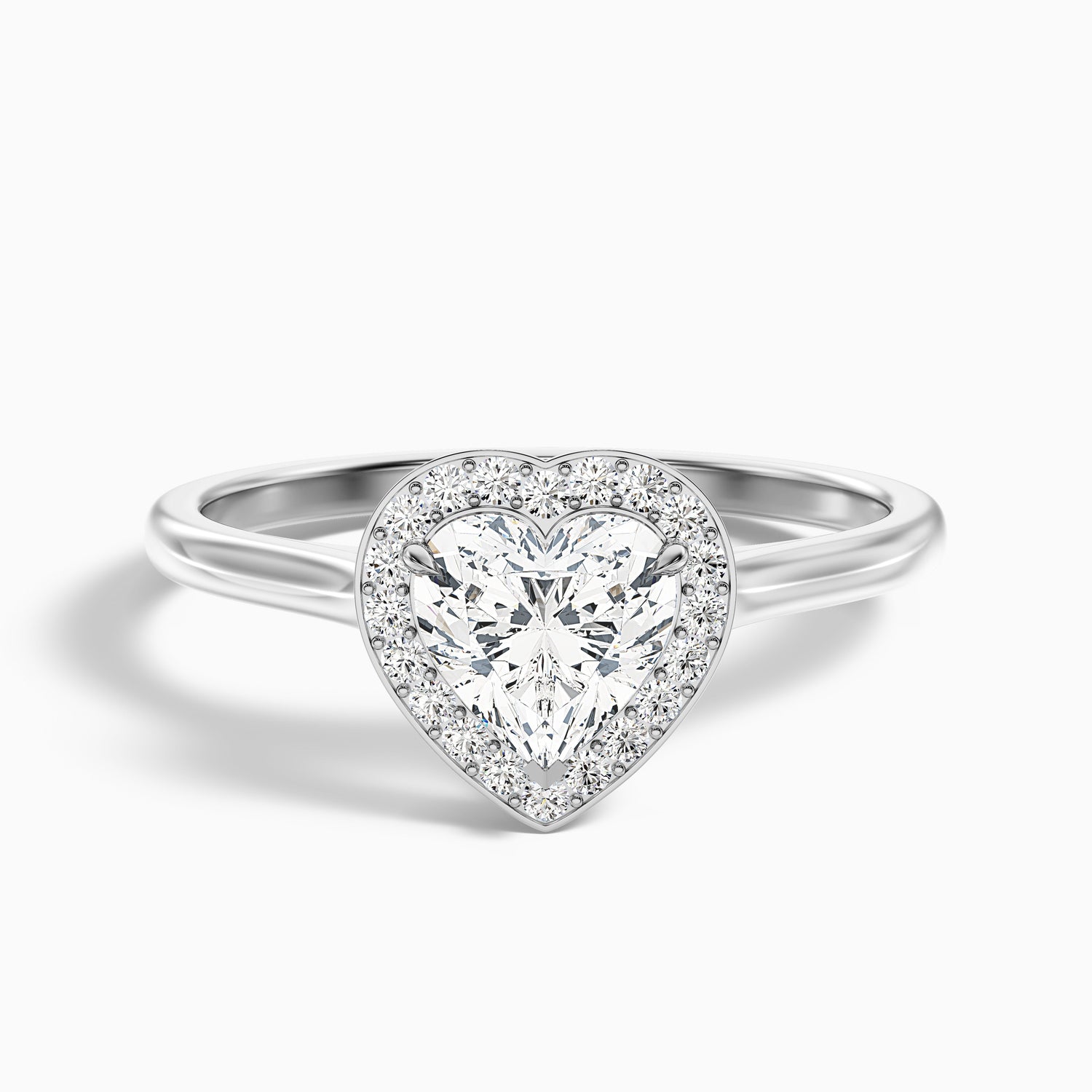 Ruby 3 Carat Heart Halo Lab Grown Diamond Ring in 18k Yellow Gold