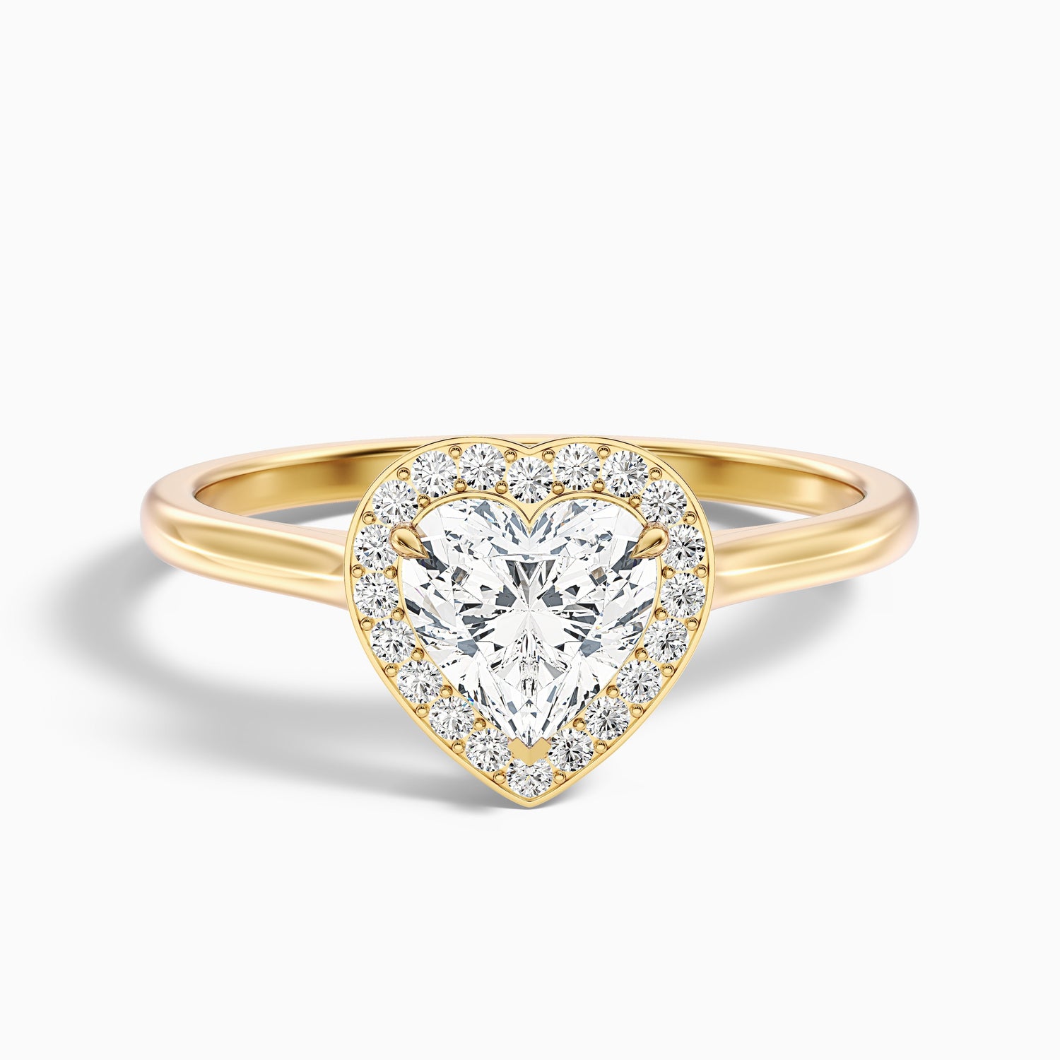 Ruby 1 Carat Heart Halo Lab Grown Diamond Ring in 10k Yellow Gold