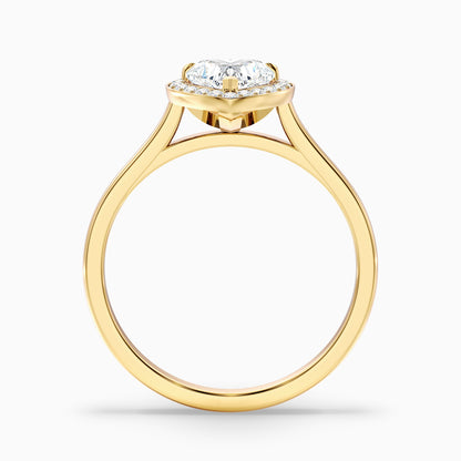 Ruby 5 Carat Heart Halo Lab Grown Diamond Ring in 10k Yellow Gold