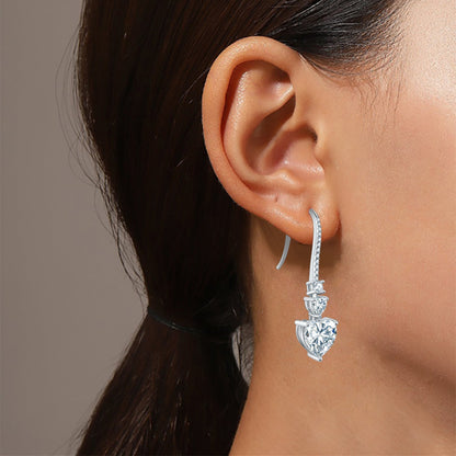 5.44 Carat 925 Sterling Silver Sparkala™ Heart Drop Earrings by Sparkala