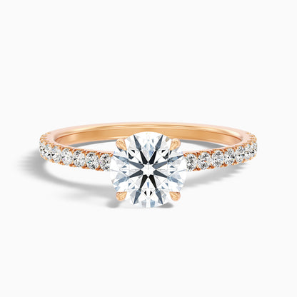 Zola 2 Carat Round Side Stone Pave Moissanite Engagement Ring in Platinum