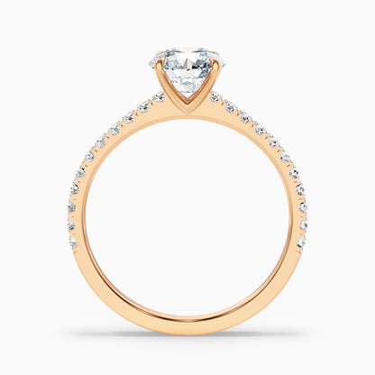 Sarah 3.5 Carat Round Side Stone Pave Lab Grown Diamond Ring in 10k Yellow Gold