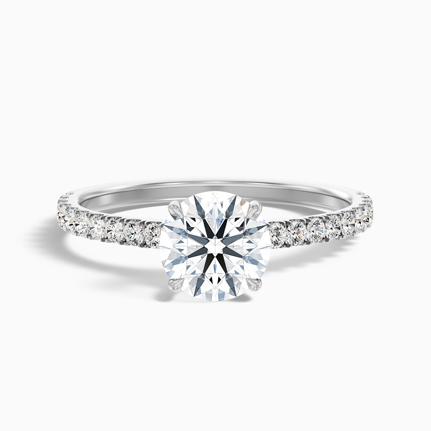 Sarah 5 Carat Round Side Stone Pave Lab Grown Diamond Ring in Platinum