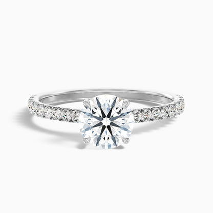 Sarah 5 Carat Round Side Stone Pave Lab Grown Diamond Ring in Platinum