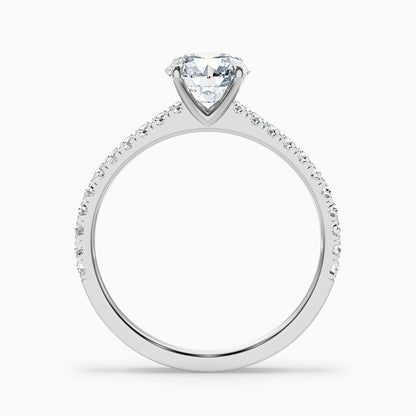 Sarah 1.5 Carat Round Side Stone Pave Lab Grown Diamond Ring in 10k White Gold