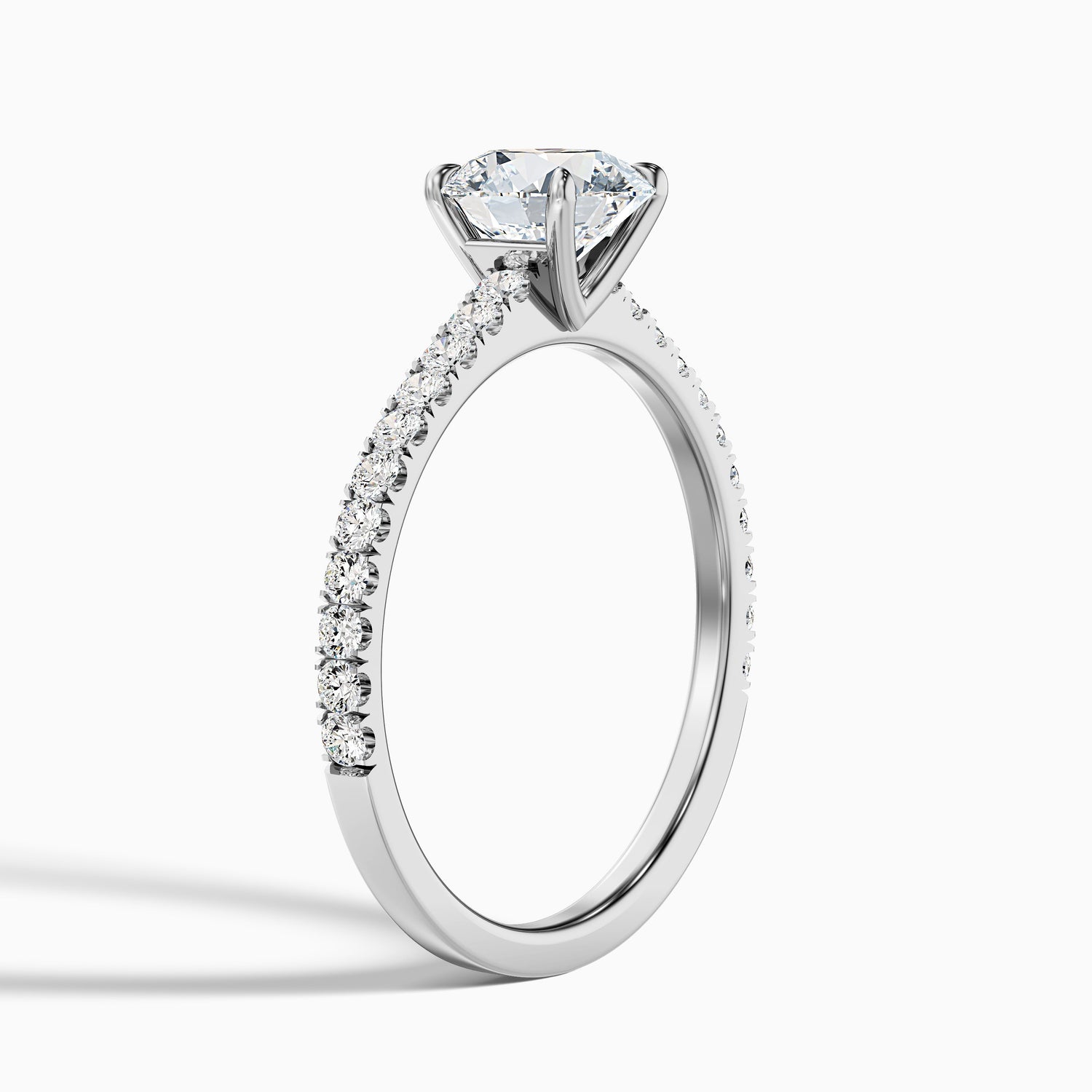 Zola 5 Carat Round Side Stone Pave Moissanite Engagement Ring in 18k Yellow Gold