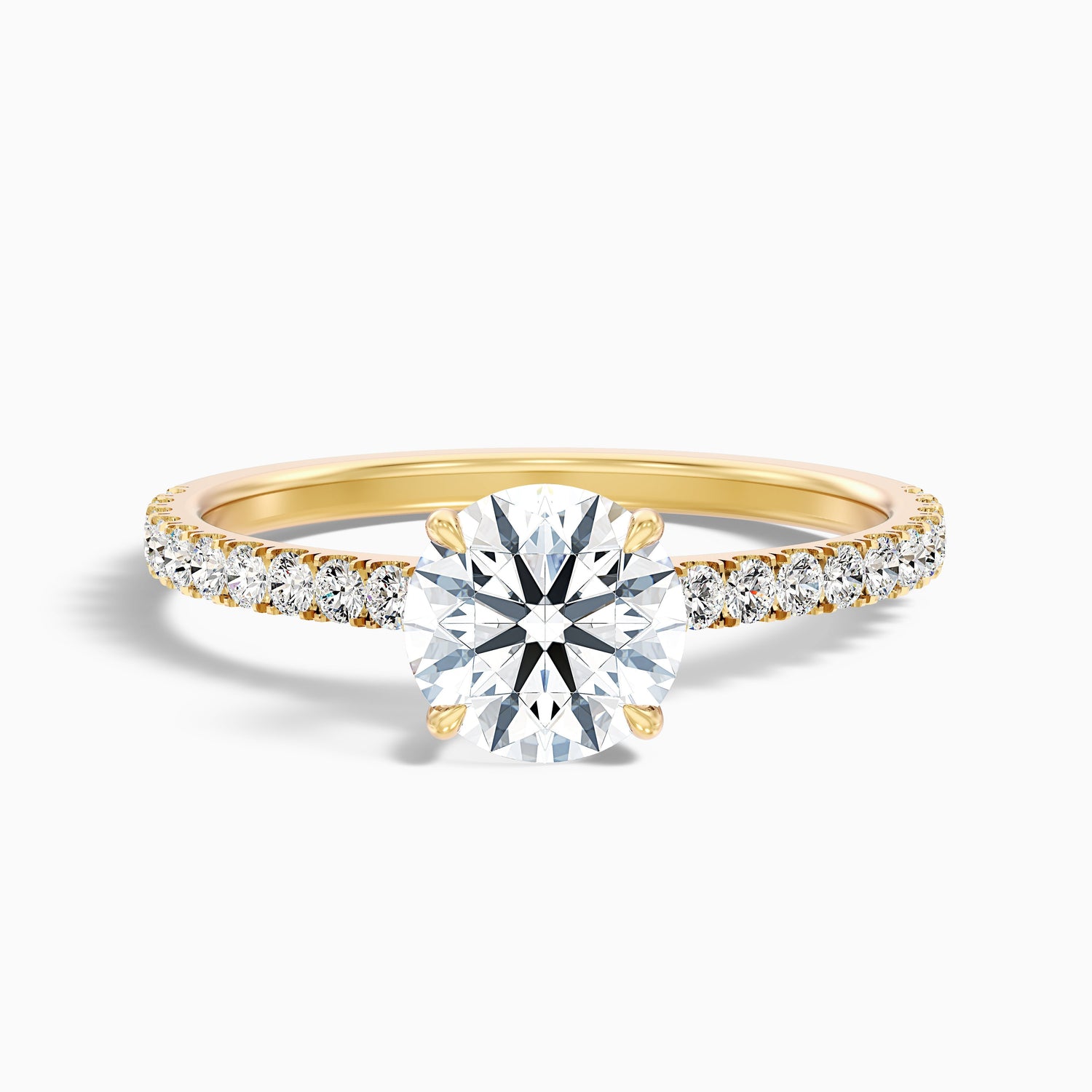 Sarah 1.5 Carat Round Side Stone Pave Lab Grown Diamond Ring in Platinum