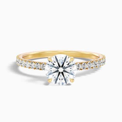Sarah 2.5 Carat Round Side Stone Pave Lab Grown Diamond Ring in 14k White Gold