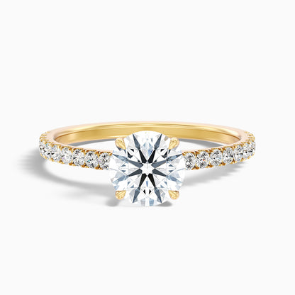 Sarah 2.5 Carat Round Side Stone Pave Lab Grown Diamond Ring in 18k Yellow Gold