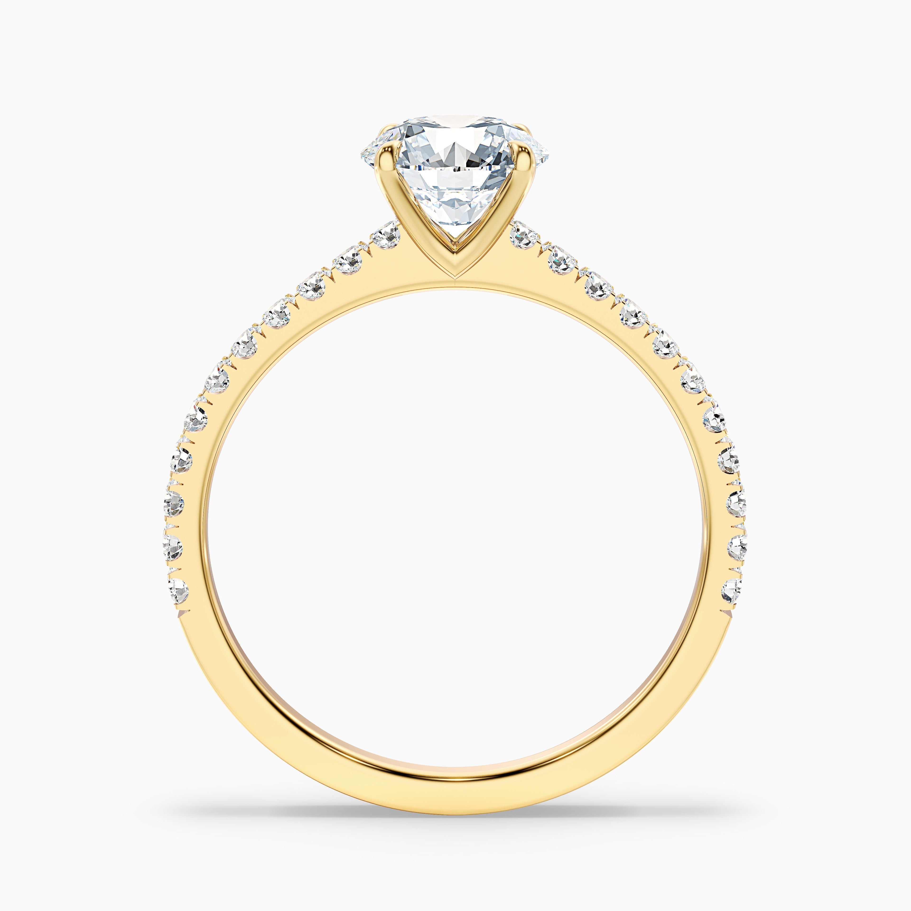Sarah 1 Carat Round Side Stone Pave Lab Grown Diamond Ring in 18k Rose Gold