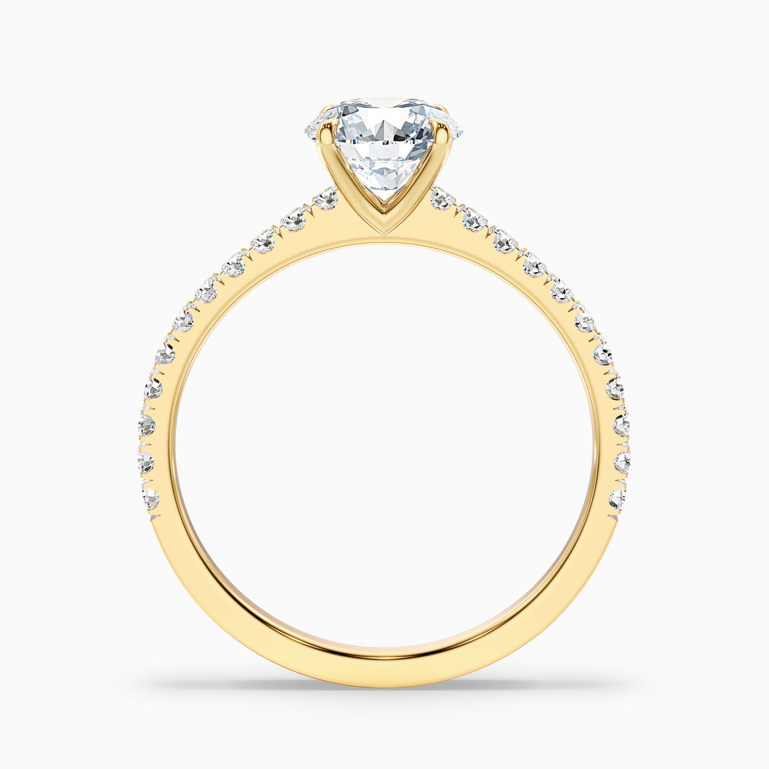 Zola 5.5 Carat Round Side Stone Pave Moissanite Engagement Ring in 10k Yellow Gold