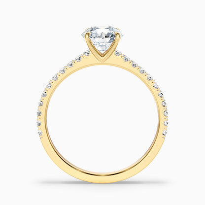 Zola 5.5 Carat Round Side Stone Pave Moissanite Engagement Ring in 10k Yellow Gold