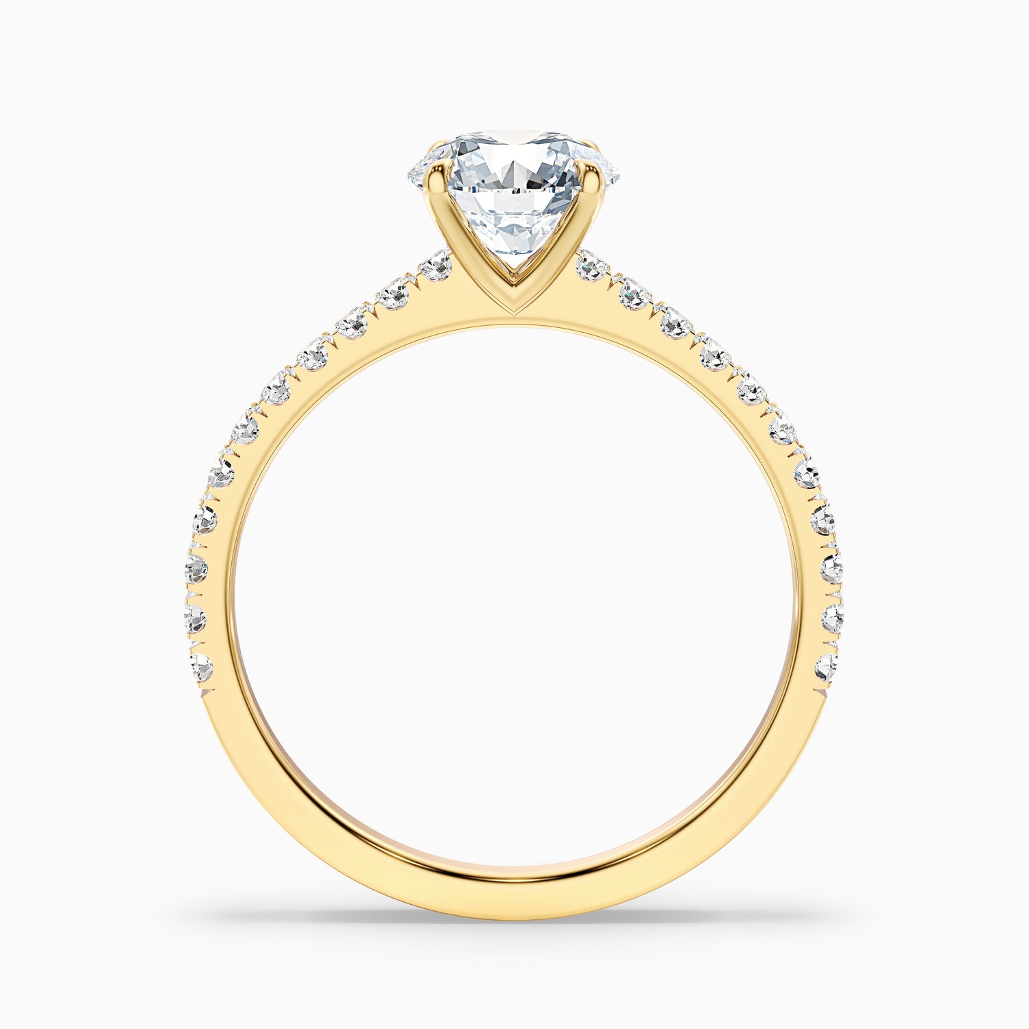 Sarah 4 Carat Round Side Stone Pave Lab Grown Diamond Ring in 18k White Gold