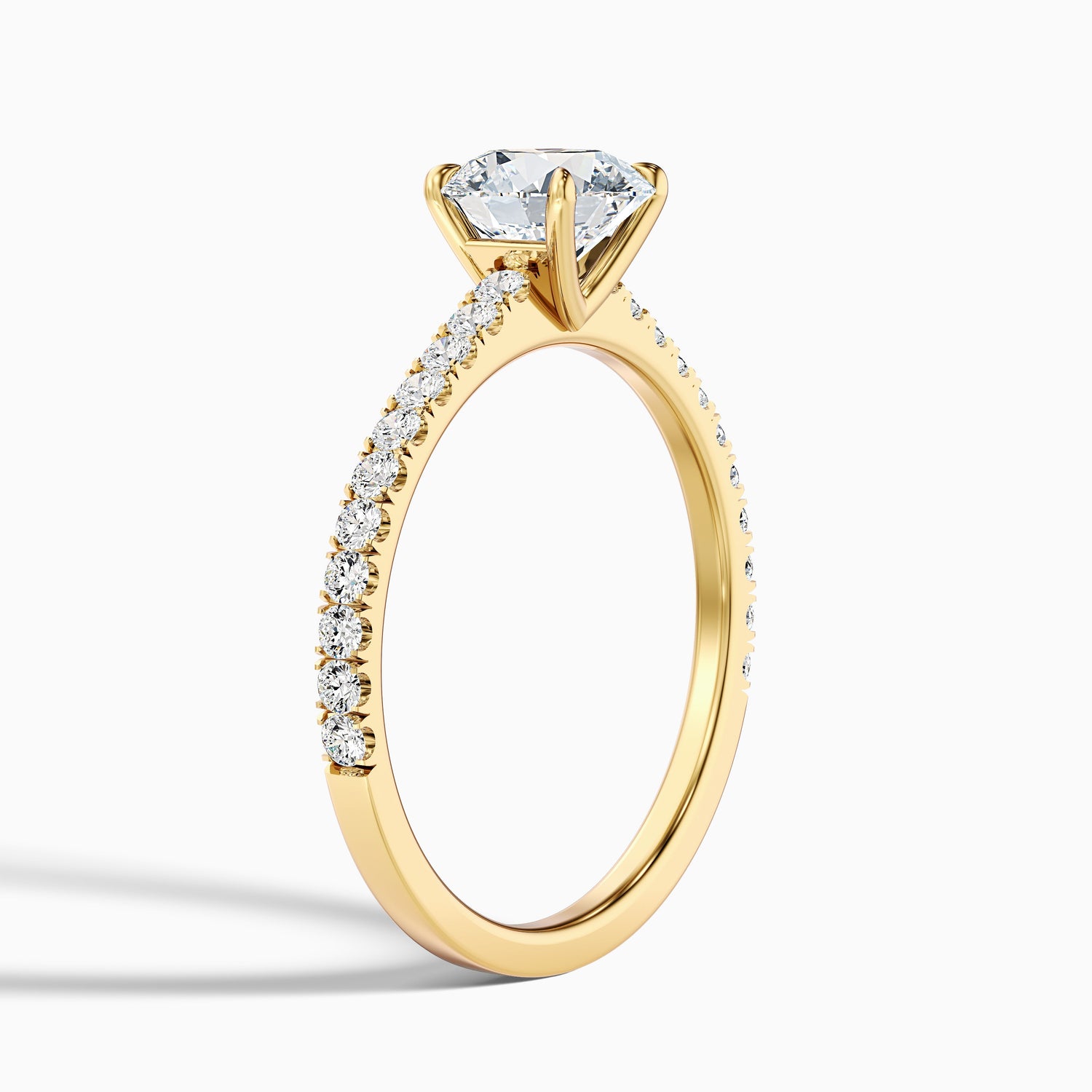Zola 5 Carat Round Side Stone Pave Moissanite Engagement Ring in 18k Rose Gold