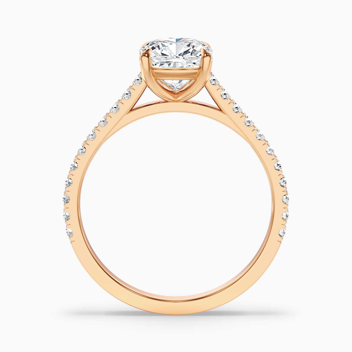 Lea 2 Carat Cushion Cut Side Stone Pave Lab Grown Diamond Ring in 14k White Gold
