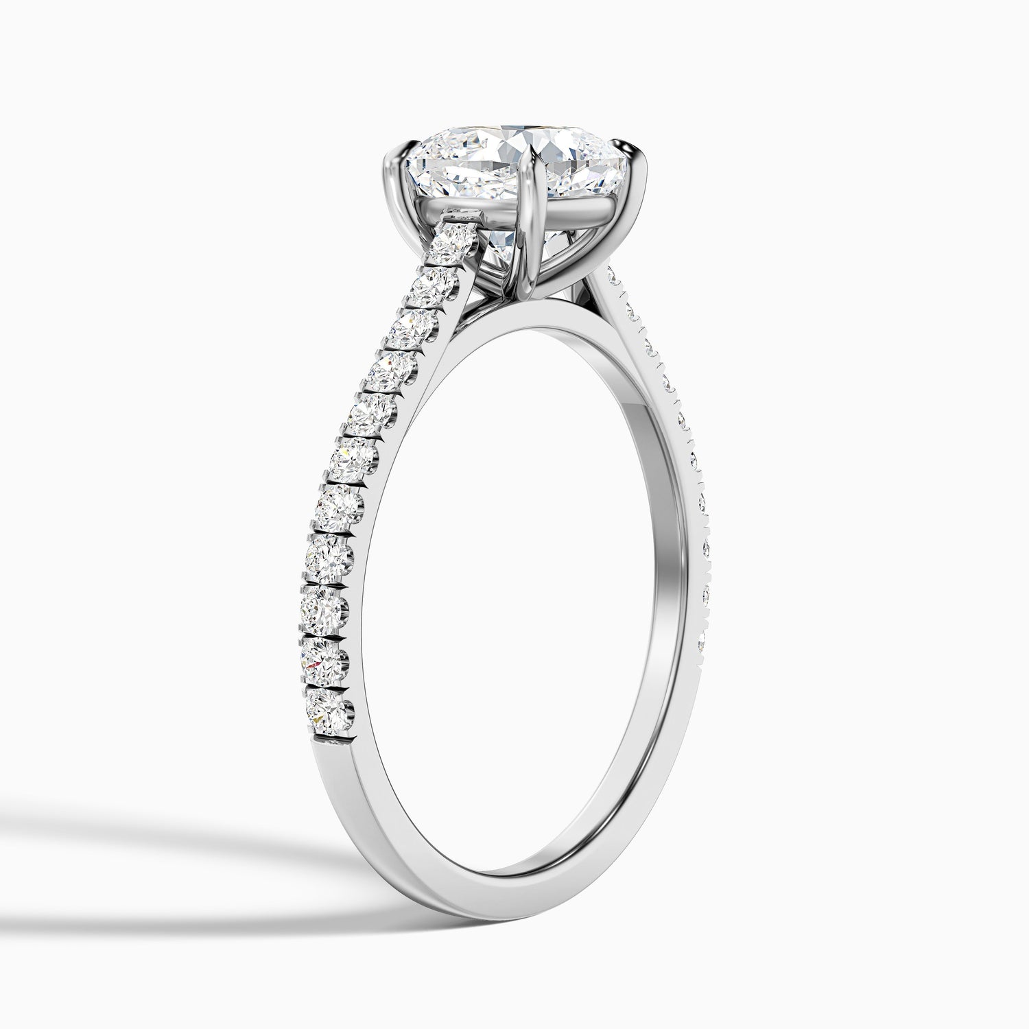 Mary 1 Carat Cushion Cut Side Stone Pave Moissanite Engagement Ring in 925 Sterling Silver