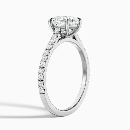 Mary 1 Carat Cushion Cut Side Stone Pave Moissanite Engagement Ring in 925 Sterling Silver